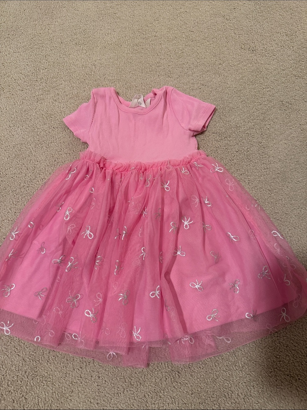 H&M Pink Tulle Bow Accent Casual Dress
